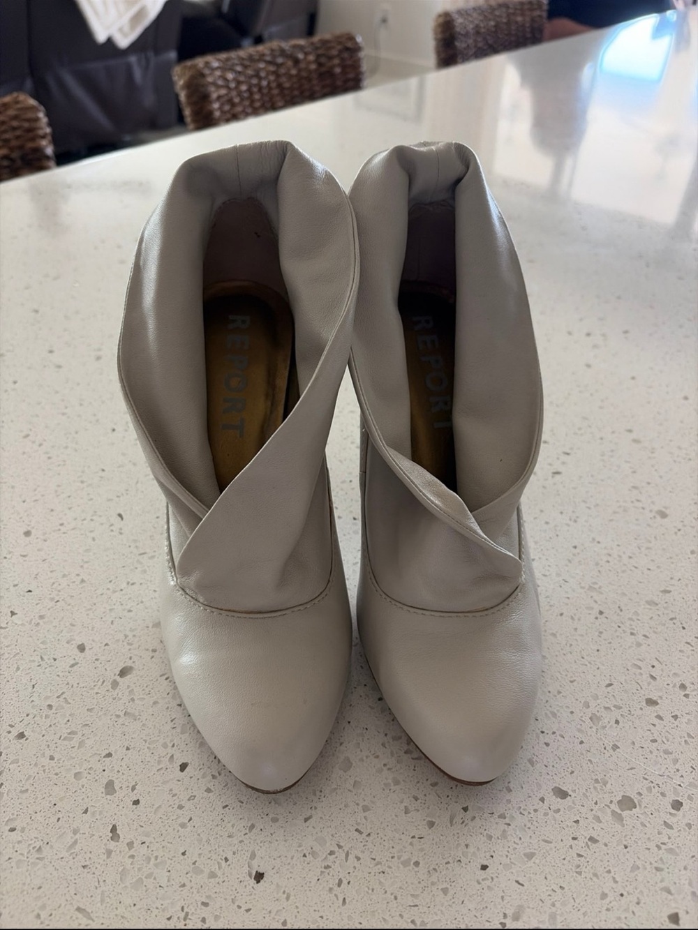 Women’s Report light Gray Fold Over Ankle Heels